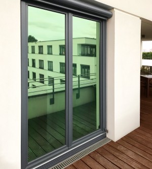 One Way Mirror Film green  privacy & heat protection